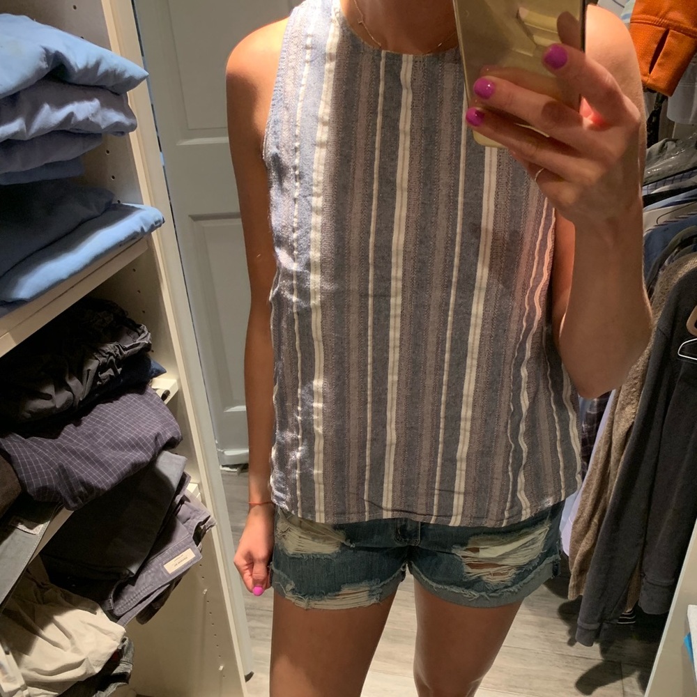 Stripped chambray top